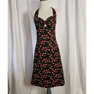 Y2K Morbid Threads‎ Vintage 2000's HOT TOPIC Pin Up CHERRY Halter Dress Sz Small